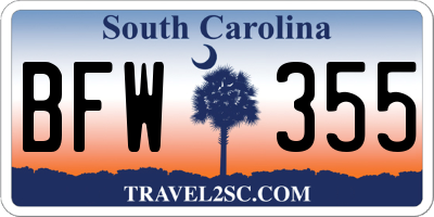 SC license plate BFW355