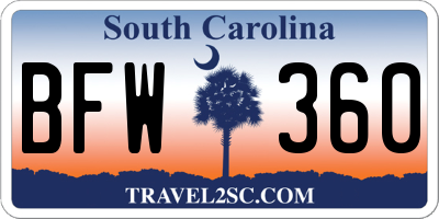 SC license plate BFW360