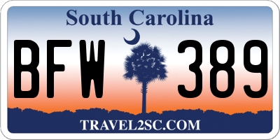 SC license plate BFW389