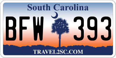 SC license plate BFW393
