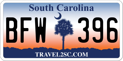 SC license plate BFW396