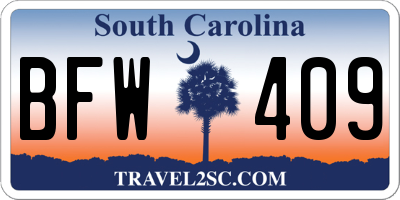 SC license plate BFW409