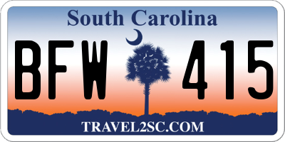 SC license plate BFW415