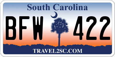 SC license plate BFW422