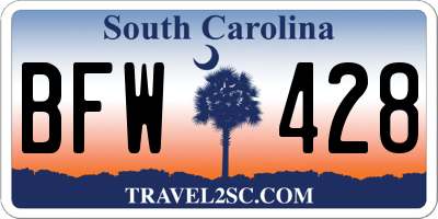 SC license plate BFW428
