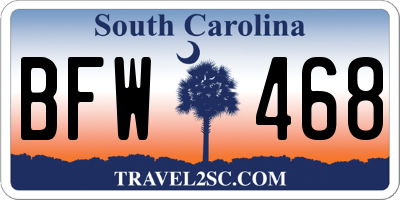 SC license plate BFW468
