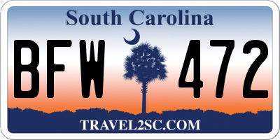 SC license plate BFW472