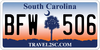 SC license plate BFW506