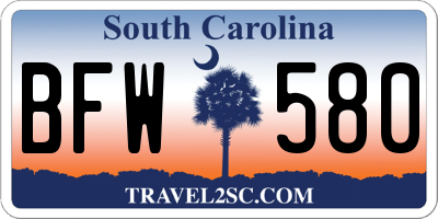 SC license plate BFW580