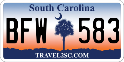 SC license plate BFW583