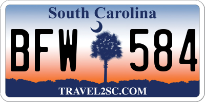 SC license plate BFW584