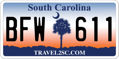 SC license plate BFW611