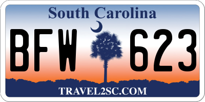 SC license plate BFW623