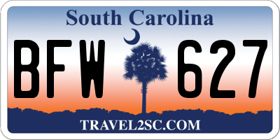 SC license plate BFW627