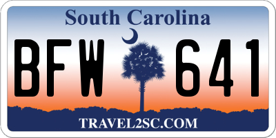 SC license plate BFW641