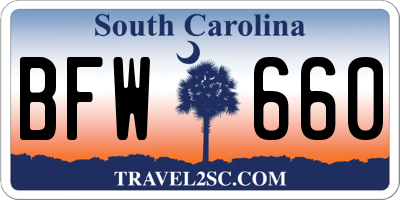 SC license plate BFW660