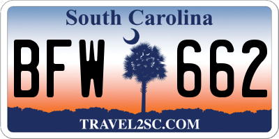 SC license plate BFW662