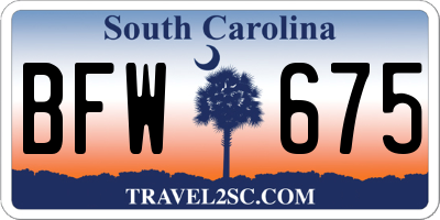 SC license plate BFW675