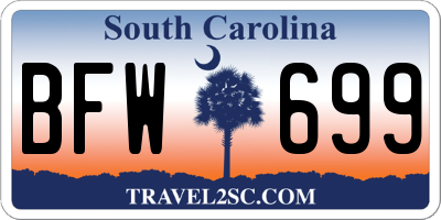 SC license plate BFW699