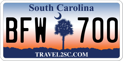 SC license plate BFW700
