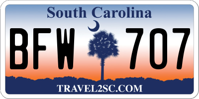 SC license plate BFW707