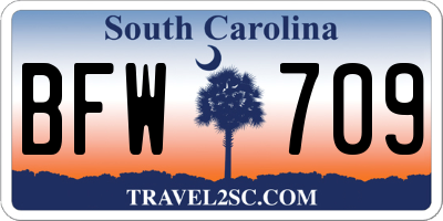 SC license plate BFW709