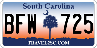 SC license plate BFW725