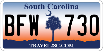 SC license plate BFW730