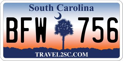 SC license plate BFW756