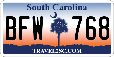 SC license plate BFW768