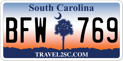 SC license plate BFW769