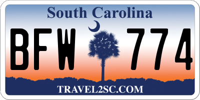 SC license plate BFW774