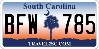 SC license plate BFW785