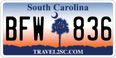 SC license plate BFW836