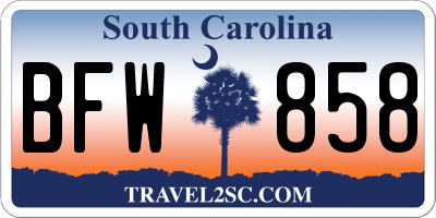 SC license plate BFW858