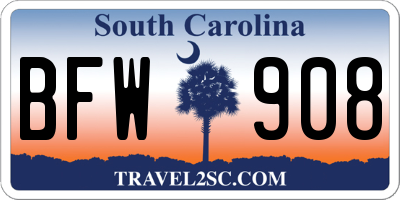 SC license plate BFW908