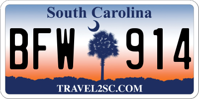 SC license plate BFW914