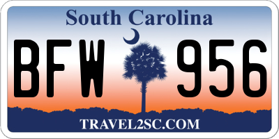 SC license plate BFW956