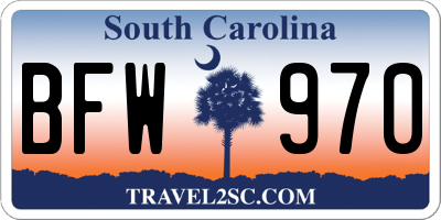 SC license plate BFW970