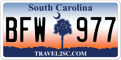 SC license plate BFW977