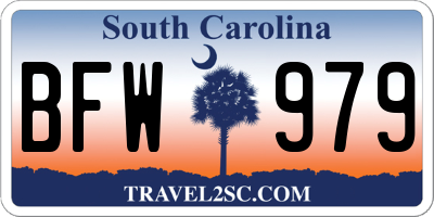 SC license plate BFW979