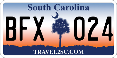 SC license plate BFX024