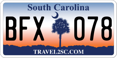 SC license plate BFX078