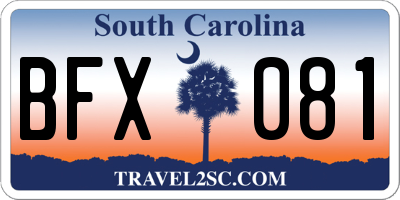 SC license plate BFX081