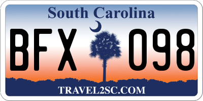 SC license plate BFX098