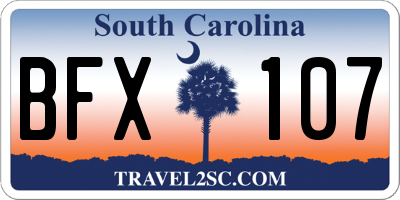 SC license plate BFX107