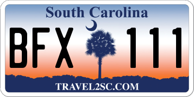 SC license plate BFX111