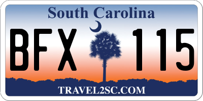 SC license plate BFX115