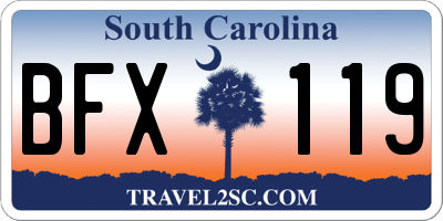 SC license plate BFX119