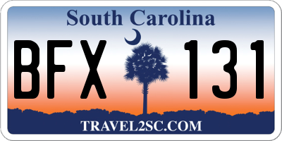 SC license plate BFX131